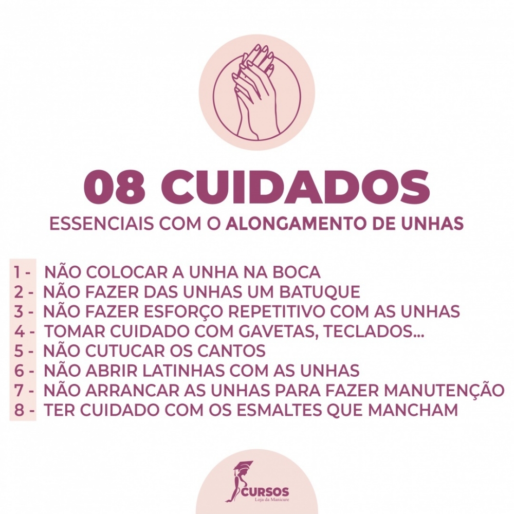 08 cuidados essenciais com o alongamneto de unhas